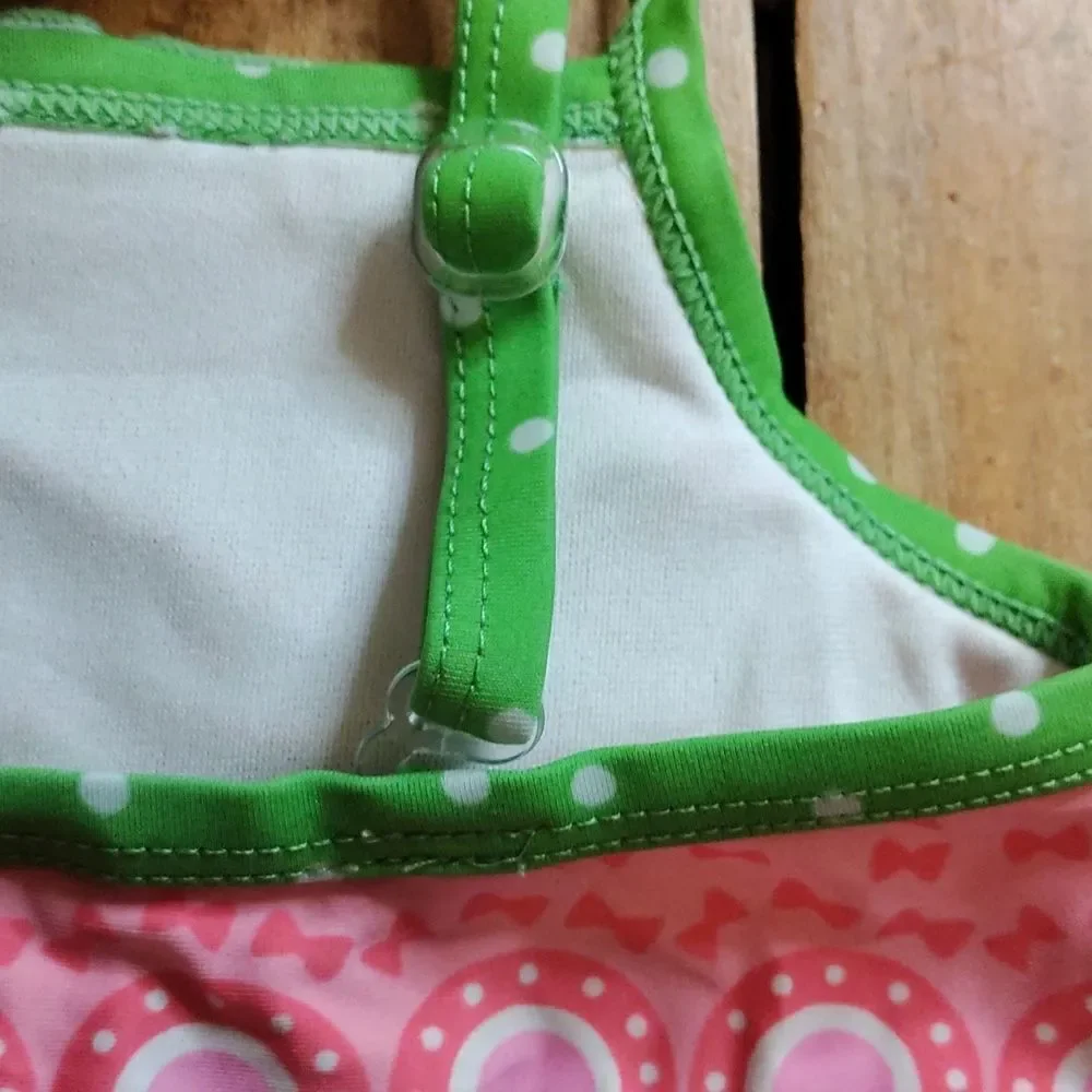 Floatimini Tankini 3T Pink Green Summer Swim Top Adjustable Straps
